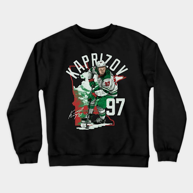 Kirill Kaprizov Minnesota State Outline Crewneck Sweatshirt by lavonneroberson